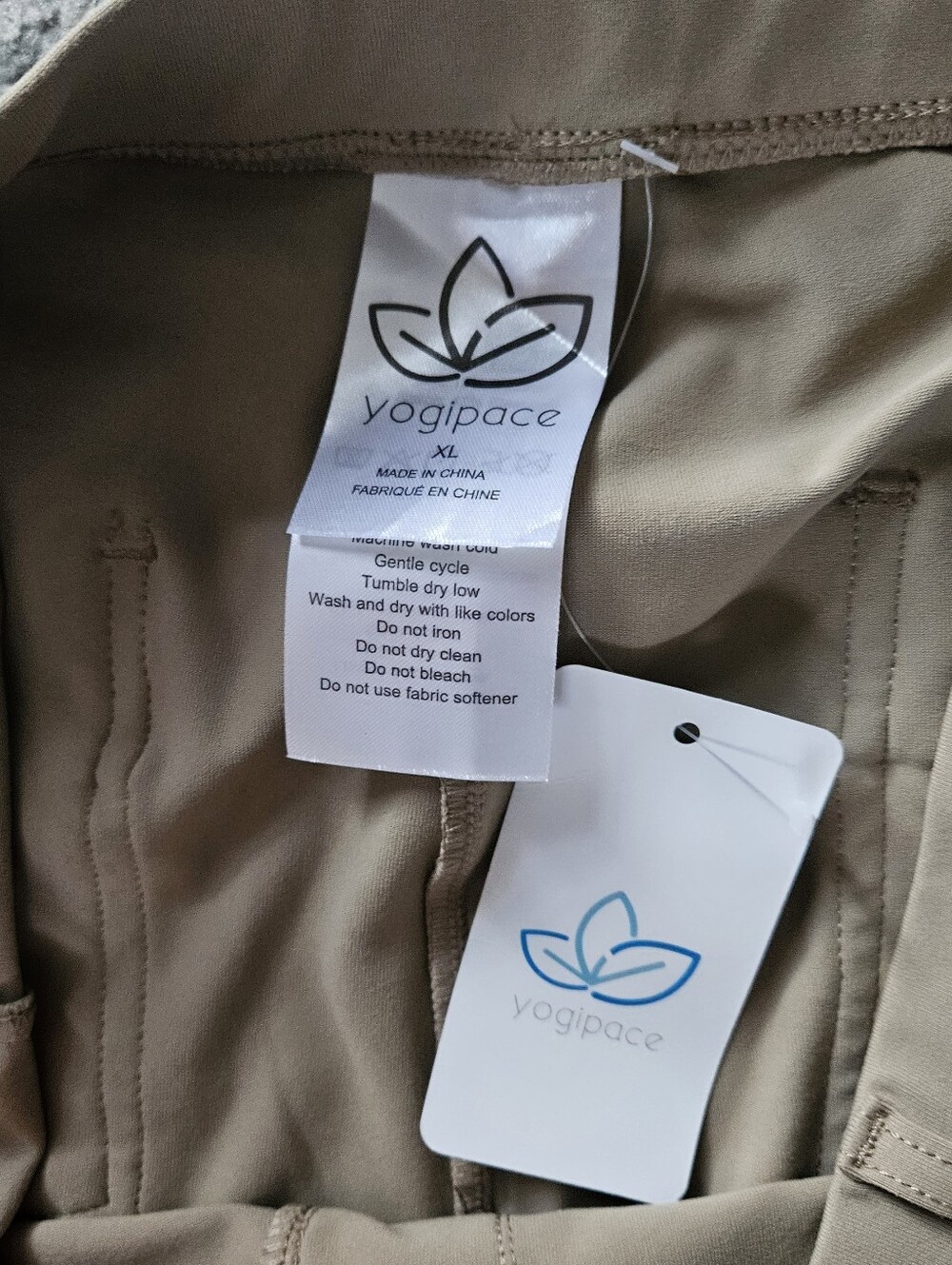 NWT - Yogipace Khaki Stretchy Yoga Pant Trousers, Size XL (Tall) - Picture 3 of 5